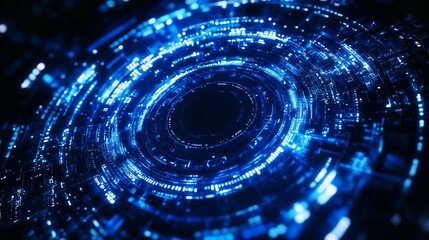 A mesmerizing blue spiral of light creating an abstract and futuristic visual effect