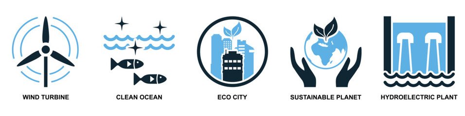set of sustainable and ecology icon vectors featuring nature, recycling, renewable energy, and eco-friendly concepts. Ideal for environmental projects, green business