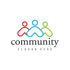 People logo design, Community human Logo with gradient color, people logo design template, vector illustration