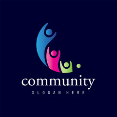 People logo design, Community human Logo with gradient color, people logo design template, vector illustration