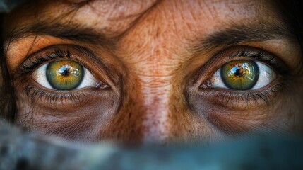 Naklejka premium Close-up portrait of a person?s captivating eyes with intricate details and reflections