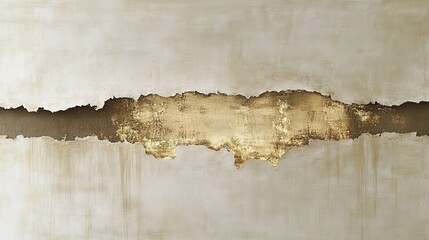 Abstract Gold and Grey Textured Wall Art Ripped and Torn Effect