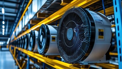 Fototapeta premium Industrial Server Room Cooling System with Multiple Fans