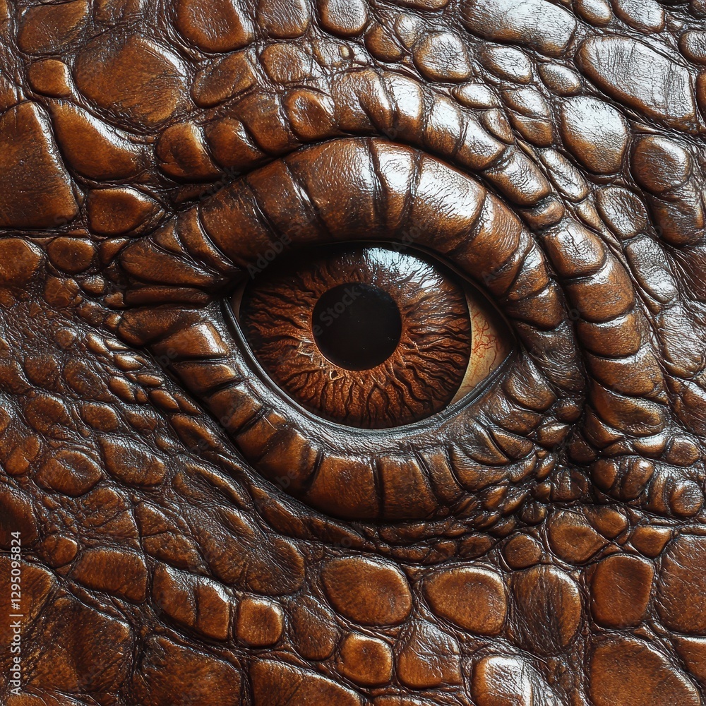 Poster close-up of a detailed eye structure of a reptile with intricate patterns and textures on its skin i