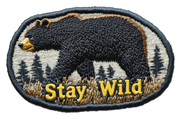 Bear patch embroidery wild nature artistic design outdoor. Patch design isolated