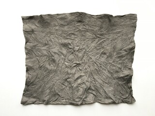 Obraz premium Used crumpled grey cleaning cloth on white background