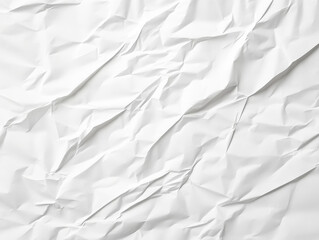 Obraz premium Crumpled white paper texture background with soft shadows and depth. Ideal for design projects, presentations, or as backdrop for various creative works