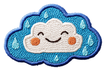 Cute happy cloud embroidery patch creative crafts whimsical. Patch design isolated