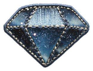 Stitched denim diamond patch fashion accessory creative. Patch design isolated