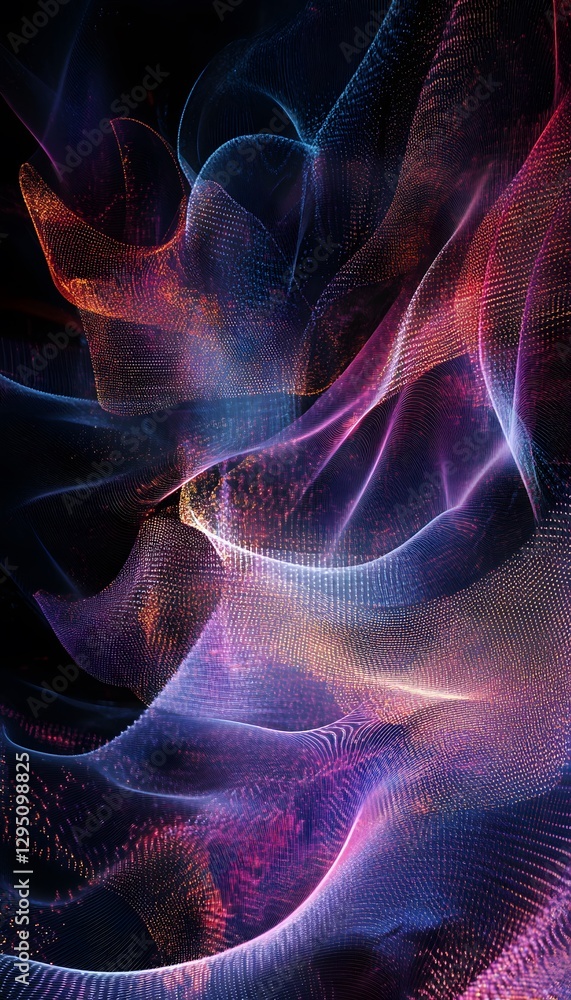 Aufkleber abstract digital rendering of colorful light waves in darkness