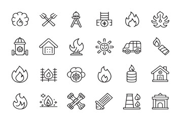 Firebreak Icon Protects Forests from Fires.eps