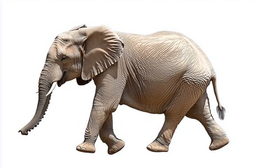 Obraz premium Majestic Elephant Striding Across Open Plains with Sunlight Highlighting Its Strength 