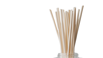 Wooden aroma sticks diffusing fragrance in transparent background