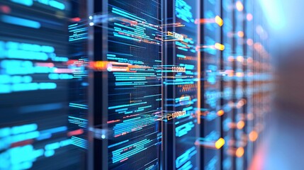 a futuristic data repository glowing with vibrant holographic visuals, showcasing intricate information knowledge access systems, high-tech aesthetic, digital innovation, sleek interfaces,