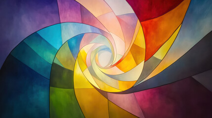 Fototapeta premium A luminous stained glass helix, featuring soft pastel transitions with sharp, prismatic reflections