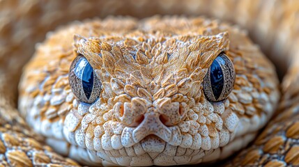 Obraz premium Close-up of venomous snake's head in desert