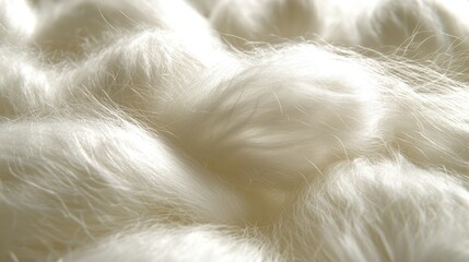 Close-up of white silk fibers, abstract texture, studio shot
