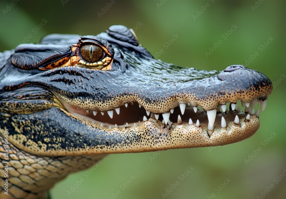 Aufkleber close-up portrait of a crocodile with sharp teeth and intense eyes showcasing the unique features of