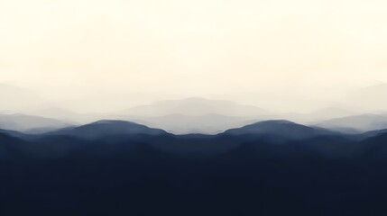 Obraz premium Rolling blue mountains fade into a bright and hazy atmosphere above