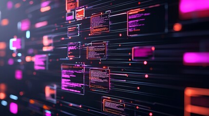 information communication processing, futuristic data streams and workflows, glowing computational grids, abstract high-tech visuals, motion and energy flow, advanced technology themes, vibrant color