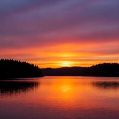 Obraz premium sunset over lake