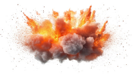 Realistic and colorful explosion effect isolated on transparent background. high quality png image of fire, smoke, and sparks. perfect for creating action scenes, games, or animations.