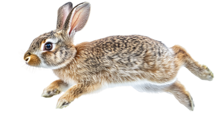Realistic png of a rabbit in mid-hop with a transparent background, perfect for digital designs and creative projects.