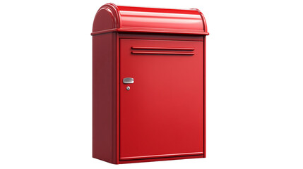 Red mailbox object with detailed design isolated on transparent background for versatile use in graphic design projects and digital artworks.