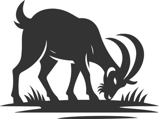 Goat sniffing the ground animal vector silhouette
