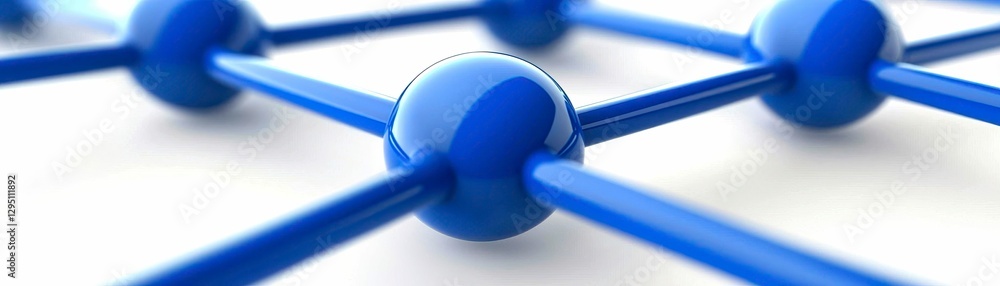 Poster blue molecular structure network connection scientific concept linking nodes and lines innovation