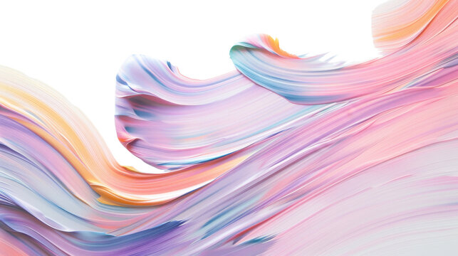 Colorful pastel paint strokes creating abstract wavy pattern on transparent background - Powered by Adobe