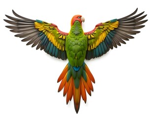 Fototapeta premium Close-up of a parrot with bright colors covering its pointed feathers highlighting its wide, curved wings and looking very beautiful