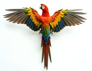 Fototapeta premium Close-up of a parrot with bright colors covering its pointed feathers highlighting its wide, curved wings and looking very beautiful
