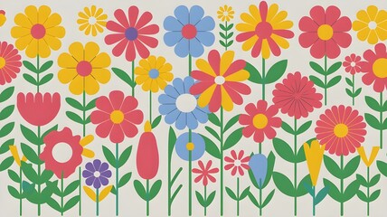 Beautiful and popular graphic design flowers bright