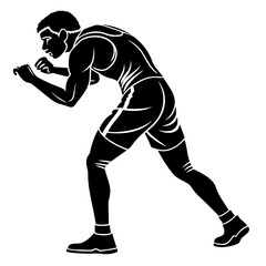 Fototapeta premium High-Quality Black and White Silhouette Vector fighter Illustration for Digital and Print Use