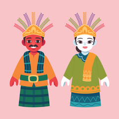 Flat Vector Ondel Ondel Illustration