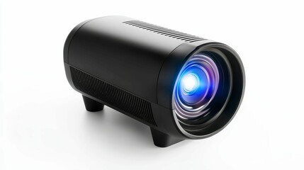 Sleek Design Projector with Powerful Lens Displaying Brightness and Vivid Color Palette Reproduction
