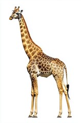 Naklejka premium Amajestic Giraffe Standing Gracefully Against a White Background with Intricate Patterns 