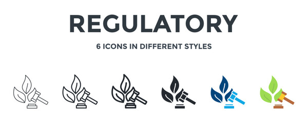 Regulatory Icon In Different Style Vector Illustration. Designed In Thin Line, Regular Line, Bold Line, Glyph, Color Fill, And Flat Style Can Be Used For Web