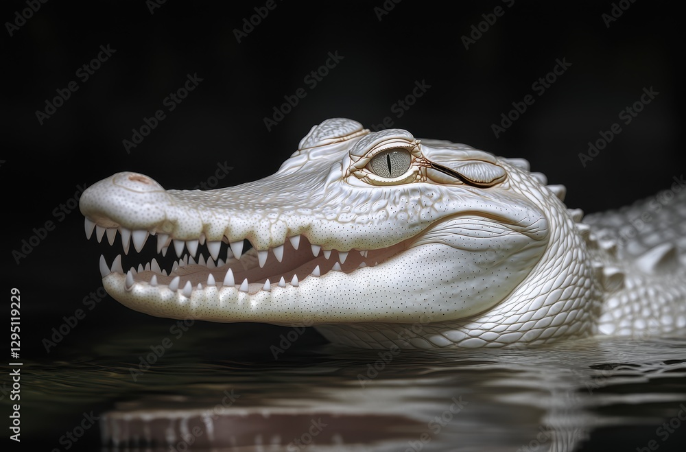 Poster stunning photorealistic image of an albino alligator captured in a serene natural habitat environmen