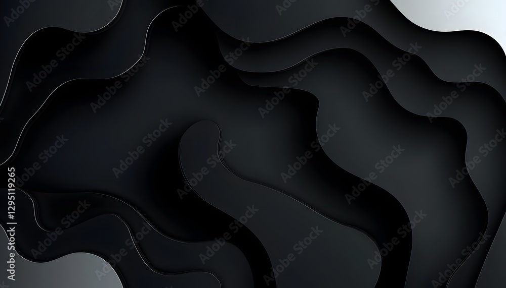 Poster abstract dark paper layers with wavy edges and smooth shadows