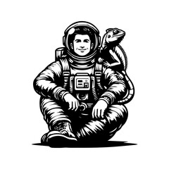 astronaut logo design with iguana animal