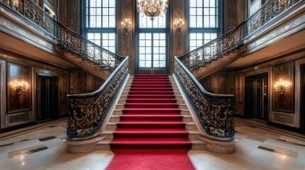 Obraz premium Grand Staircase in a Luxurious Mansion