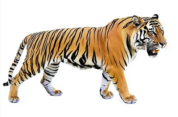 Obraz premium A Majestic Tiger Striding Through Wilderness with Striking Orange Stripes and Intense Gaze 
