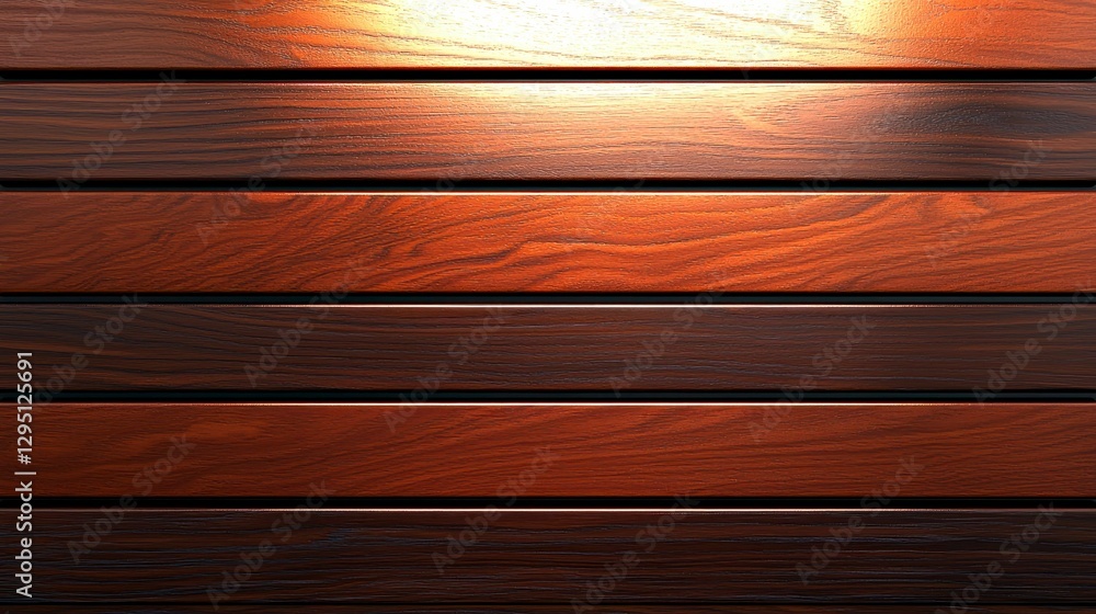 Poster rich wood planks with warm tones and a subtle reflection creating a modern decorative surface