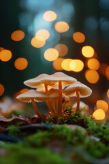 Fototapeta premium Closeup view of fresh mushroom in forest in Spring.