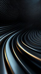 Obraz premium Striated Surface Illusion with Metallic Luster and Curvilinear Layers Against Textured Backdrop
