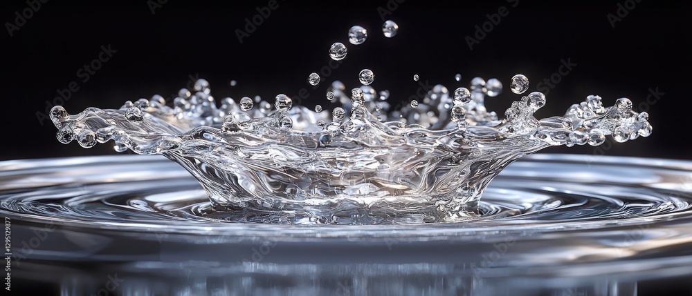 Aufkleber a close-up image of a water splash, showcasing droplets bursting from a circular surface, creating a