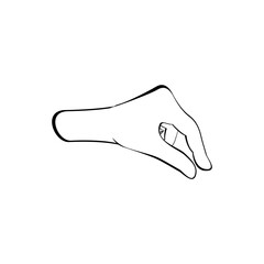 A hand making a pinching gesture, A little bit or take something sign. Sketch Line illustration