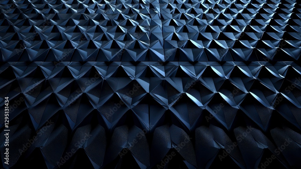 Poster geometric patterned surface of dark folded material creates visual texture and abstract design art